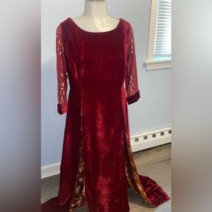 Velvet front open dress with detail pants